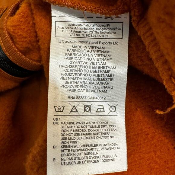 Adidas ID Orange Tunic Sweater Dress Small Zip Sides 3 Stripes Pockets - Picture 6 of 9